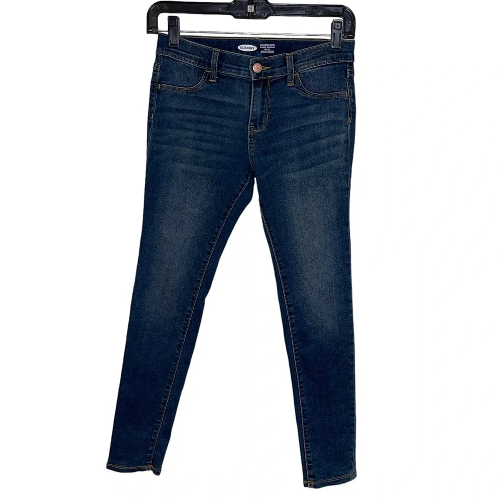 Old Navy Girls Rockstar Super Skinny Ankle Mid-Rise Dark Blue Jeans Size: 12 EUC